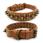 Adjustable Leather Spiked Dog Collar