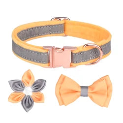 Flower Bow Velvet Dog Collar