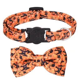 Christmas Floral Cat Collar with Bowknot – Quick Release Safety Design