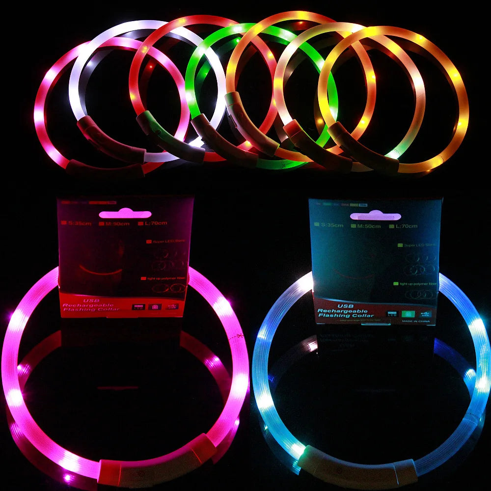 LED Dog Collar – Adjustable, Waterproof, USB Rechargeable for Night Safety