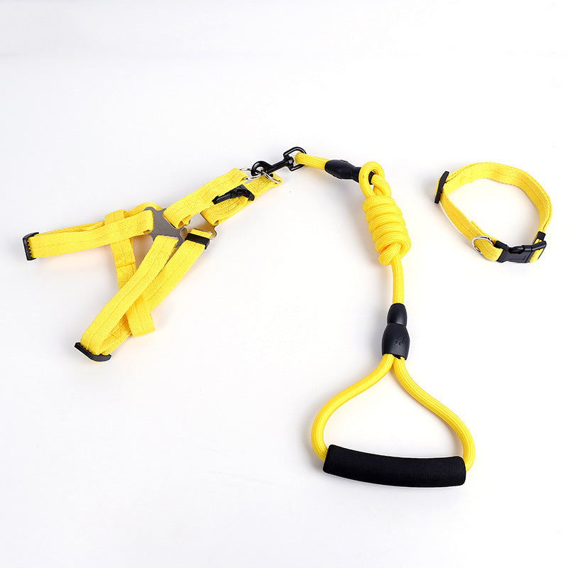 Solid Color Dog Harness & Leash Set