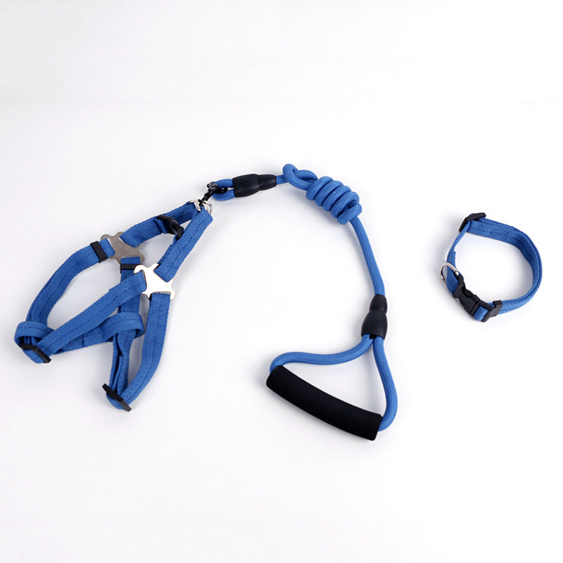 Solid Color Dog Harness & Leash Set