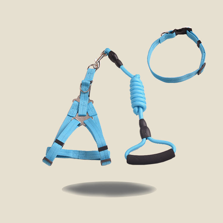 Solid Color Dog Harness & Leash Set