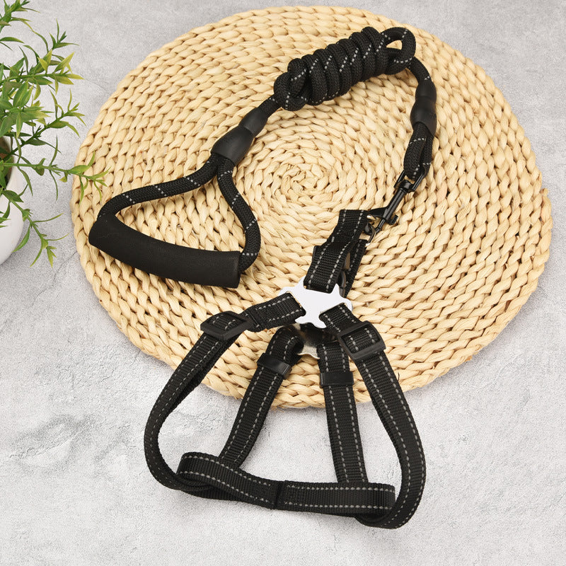 Adjustable Dog Chest Strap Harness with Leash – Comfortable Walking Lead