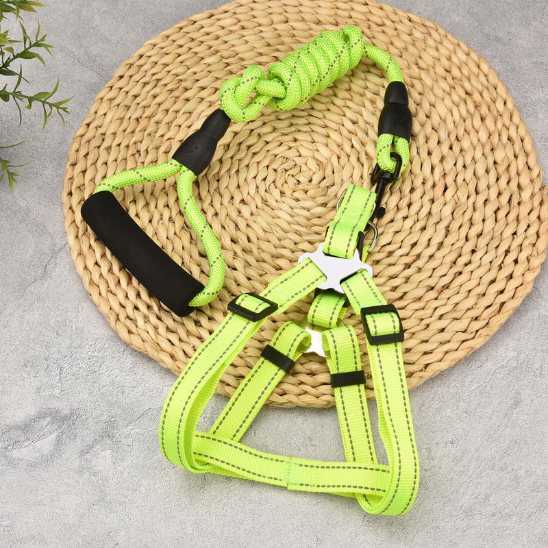 Adjustable Dog Chest Strap Harness with Leash – Comfortable Walking Lead