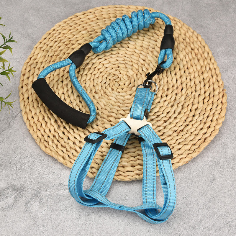 Adjustable Dog Chest Strap Harness with Leash – Comfortable Walking Lead
