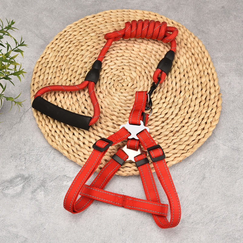 Adjustable Dog Chest Strap Harness with Leash – Comfortable Walking Lead