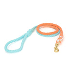 Gradient Cotton Leather Dog Leash & Collar Set