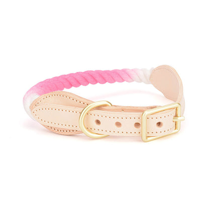 Gradient Cotton Leather Dog Leash & Collar Set