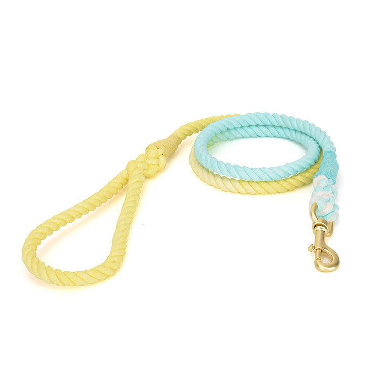 Gradient Cotton Leather Dog Leash & Collar Set