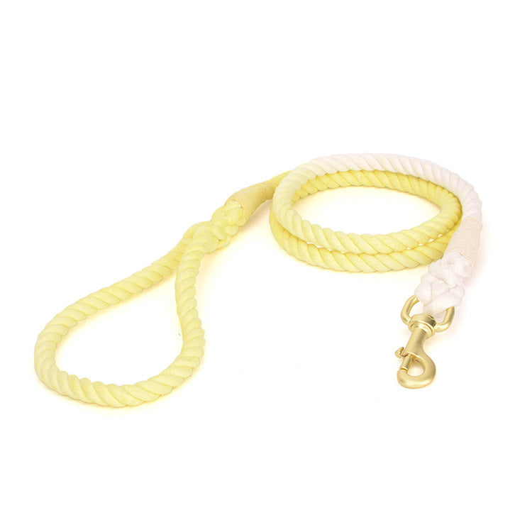 Gradient Cotton Leather Dog Leash & Collar Set