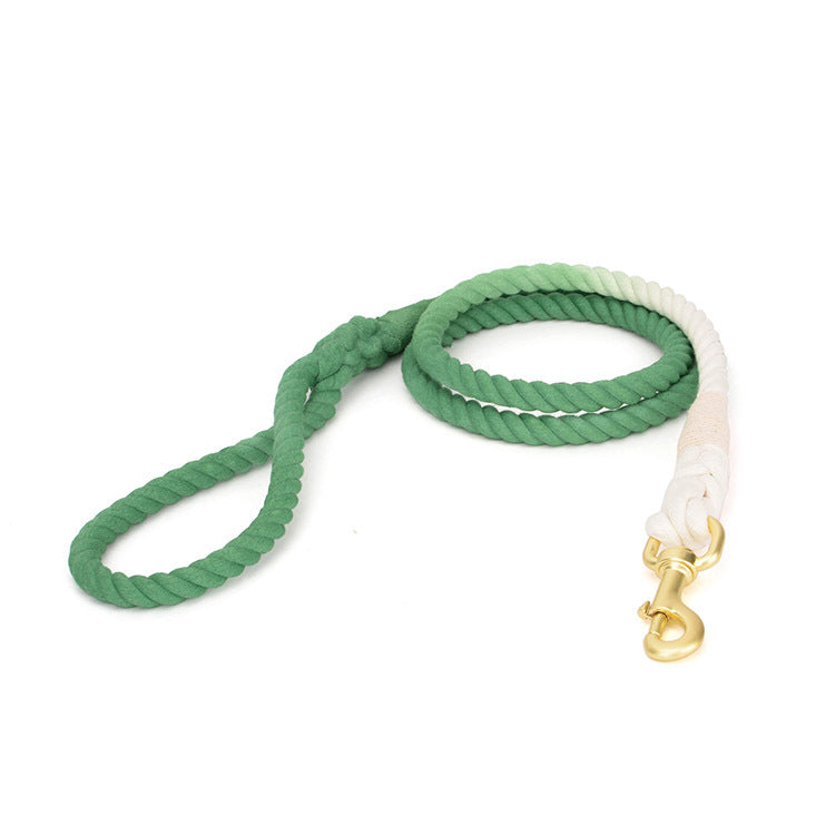 Gradient Cotton Leather Dog Leash & Collar Set